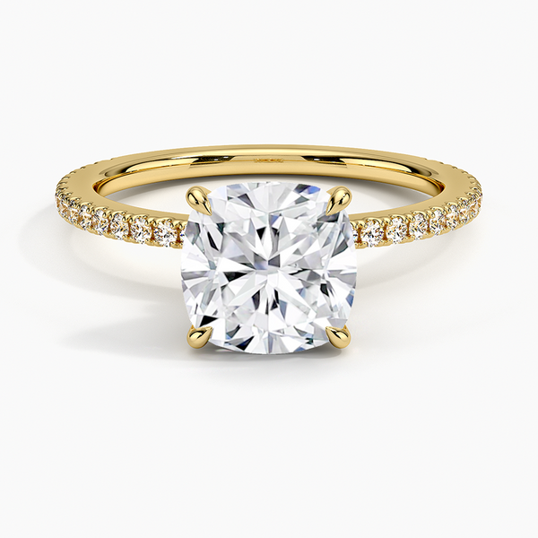 Hidden Halo Pavé Cushion Lab Diamond Engagement Ring