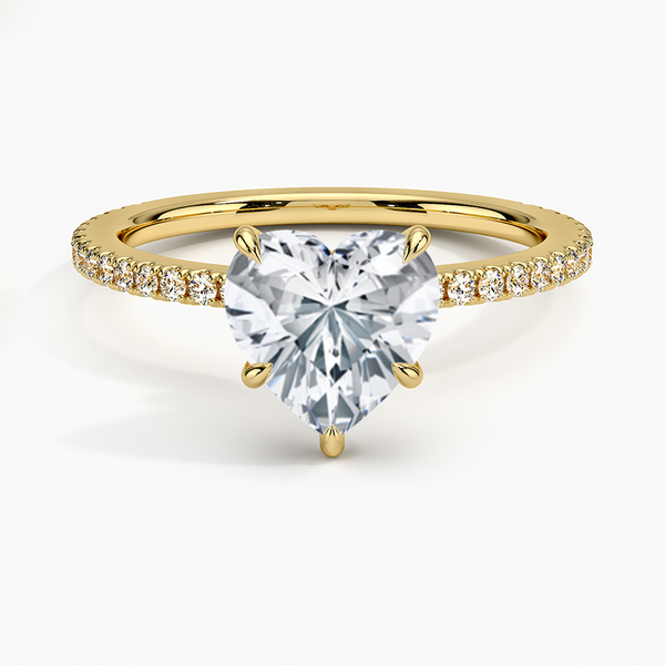 Hidden Halo Pavé Heart Lab Diamond Engagement Ring