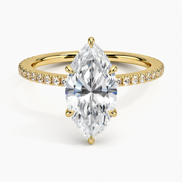 Hidden Halo Pavé Marquise Lab Diamond Engagement Ring