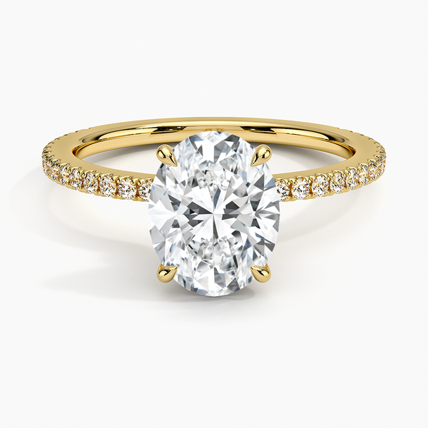 Hidden Halo Pavé Oval Lab Diamond Engagement Ring