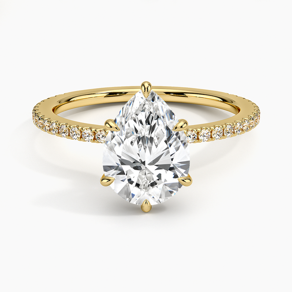 Hidden Halo Pavé Pear Lab Diamond Engagement Ring