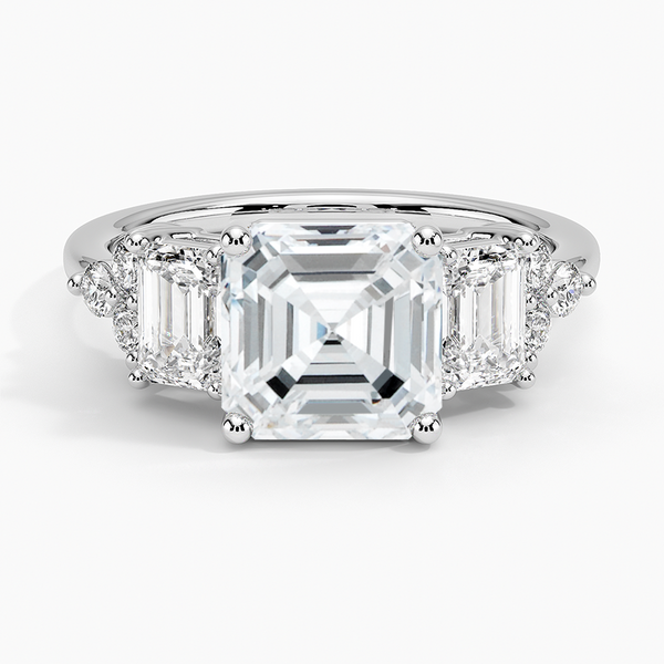 Sabrina Three Stone Asscher Lab Grown Diamond Engagement Ring