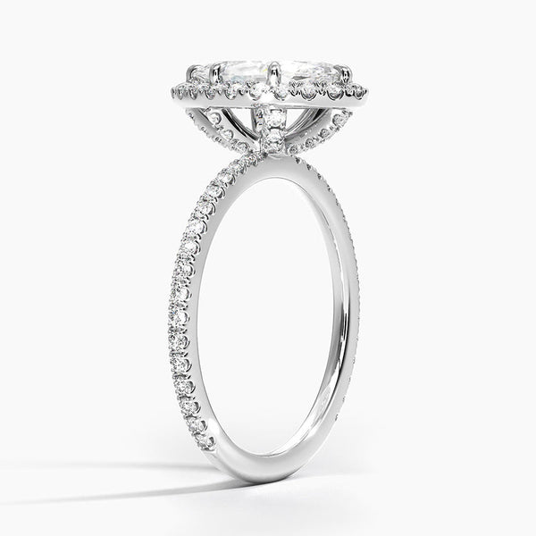 Sunflower Halo Pavé Marquise Lab Diamond Engagement Ring
