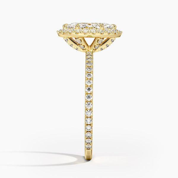 Sunflower Halo Pavé Marquise Lab Diamond Engagement Ring