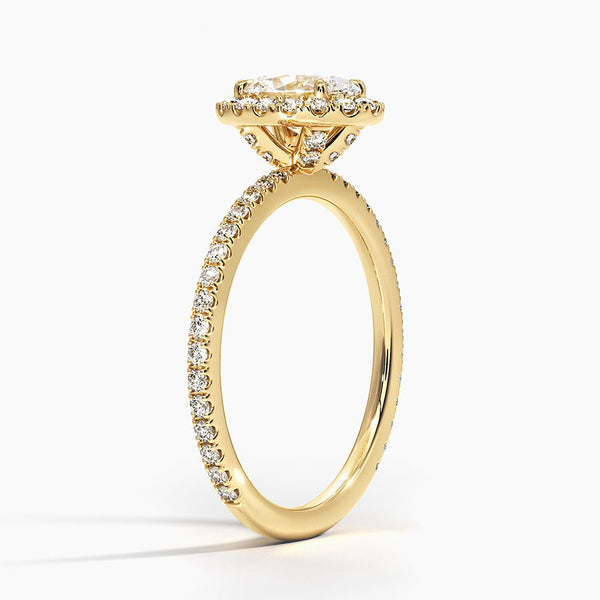 Sunflower Halo Pavé Oval Lab Diamond Engagement Ring