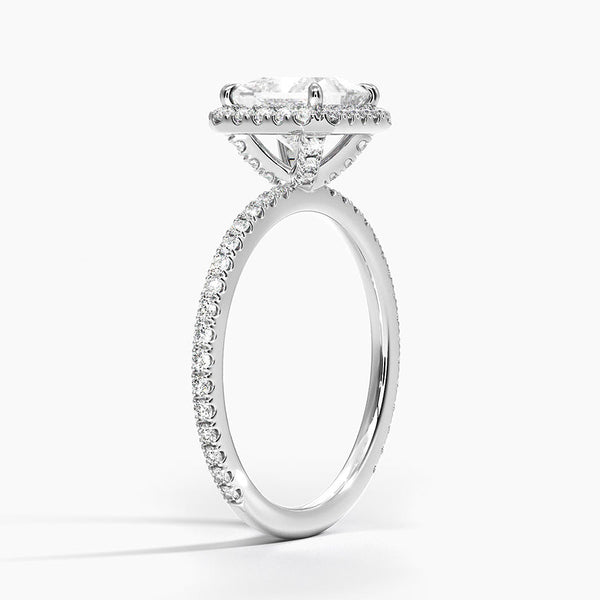 Sunflower Halo Pavé Princess Lab Diamond Engagement Ring