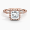 Sunflower Halo Pavé Asscher Lab Diamond Engagement Ring