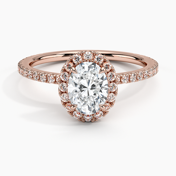 Sunflower Halo Pavé Oval Lab Diamond Engagement Ring