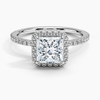 Sunflower Halo Pavé Princess Lab Diamond Engagement Ring