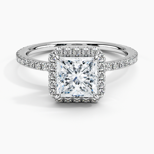Sunflower Halo Pavé Princess Lab Diamond Engagement Ring