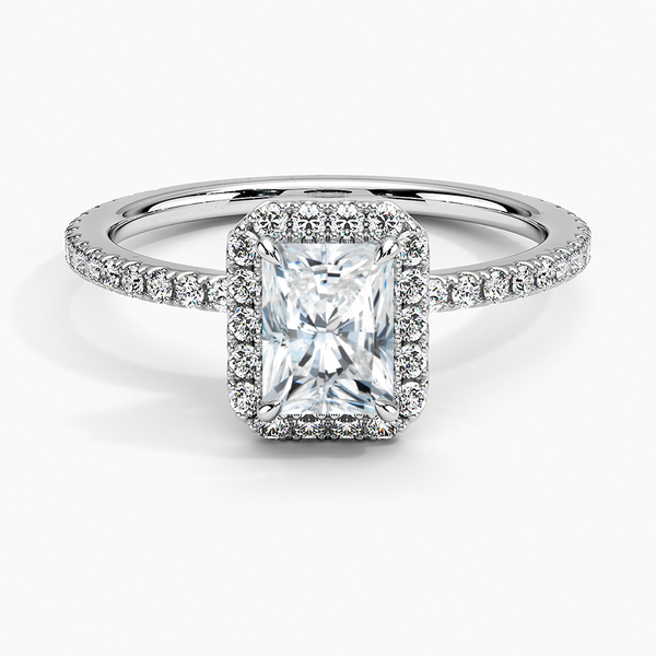 Sunflower Halo Pavé Radiant Lab Diamond Engagement Ring