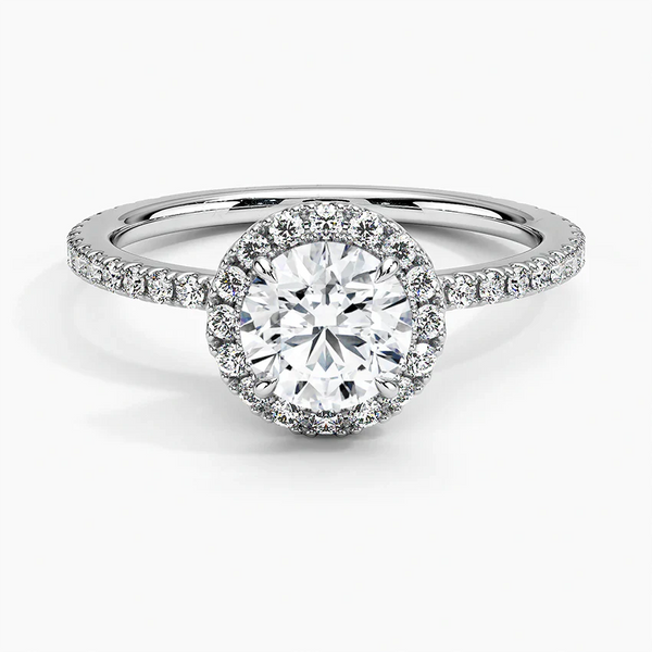 Sunflower Halo Pavé Round Lab Diamond Engagement Ring