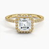 Sunflower Halo Pavé Asscher Lab Diamond Engagement Ring