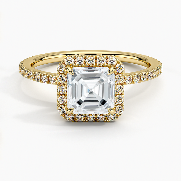Sunflower Halo Pavé Asscher Lab Diamond Engagement Ring