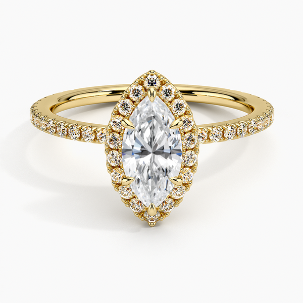 Sunflower Halo Pavé Marquise Lab Diamond Engagement Ring