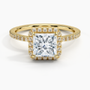 Sunflower Halo Pavé Princess Lab Diamond Engagement Ring