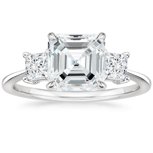 Triplets Asscher Lab Grown Diamond Engagement Ring