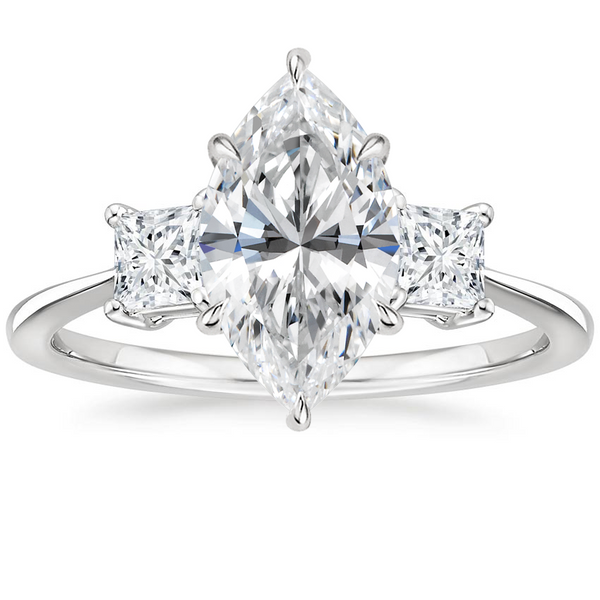 Triplets Marquise Lab Grown Diamond Engagement Ring