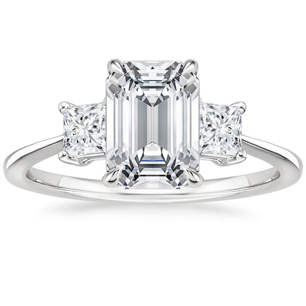 Triplets Emerald Lab Grown Diamond Engagement Ring