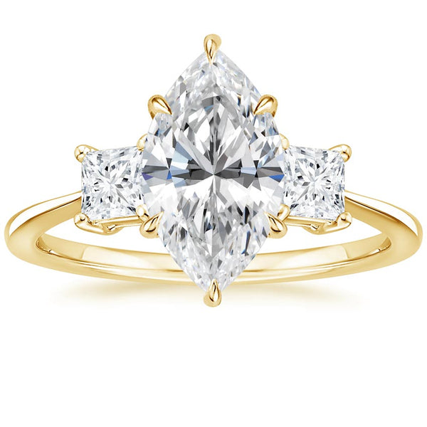 Triplets Marquise Lab Grown Diamond Engagement Ring