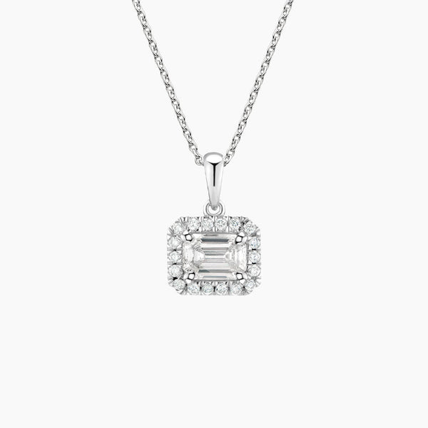 Emerald Lab Diamond Halo Pendant