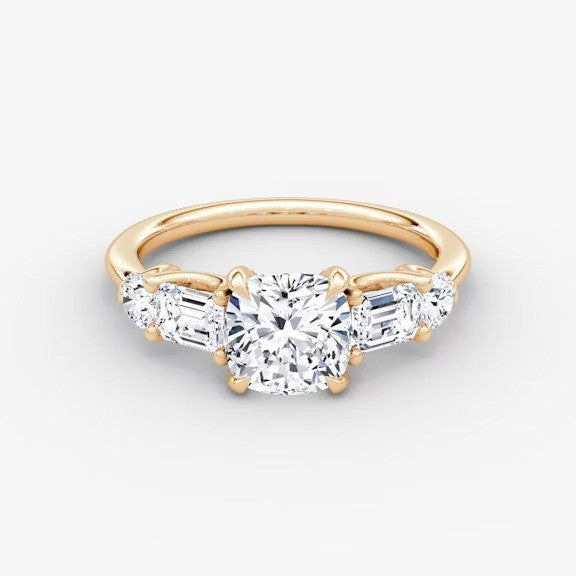 Anomaly Cushion & Emerald Lab Grown Diamond Engagement Ring