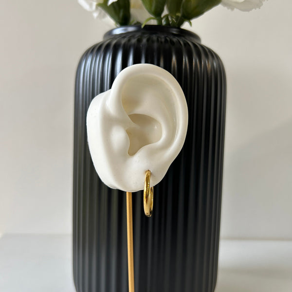 SLEEPER HOOPS (18MM) - 18K WHITE/GOLD-PLATED