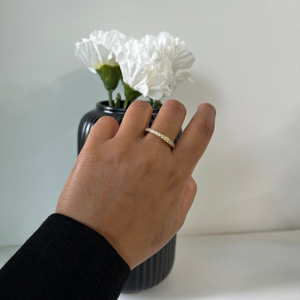 HALF PAVE RING - 18K GOLD PLATED