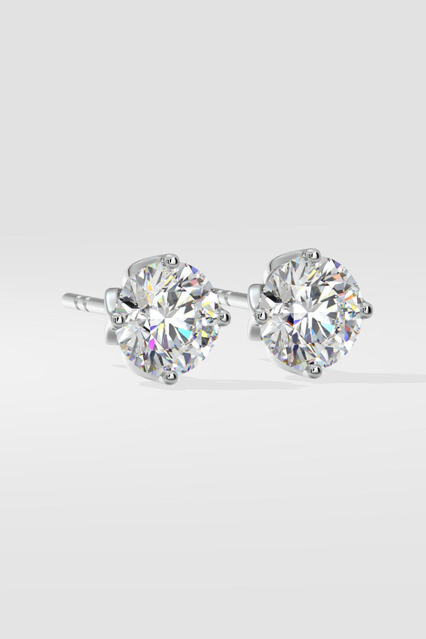 3 ct Solitaire Lotus Studs