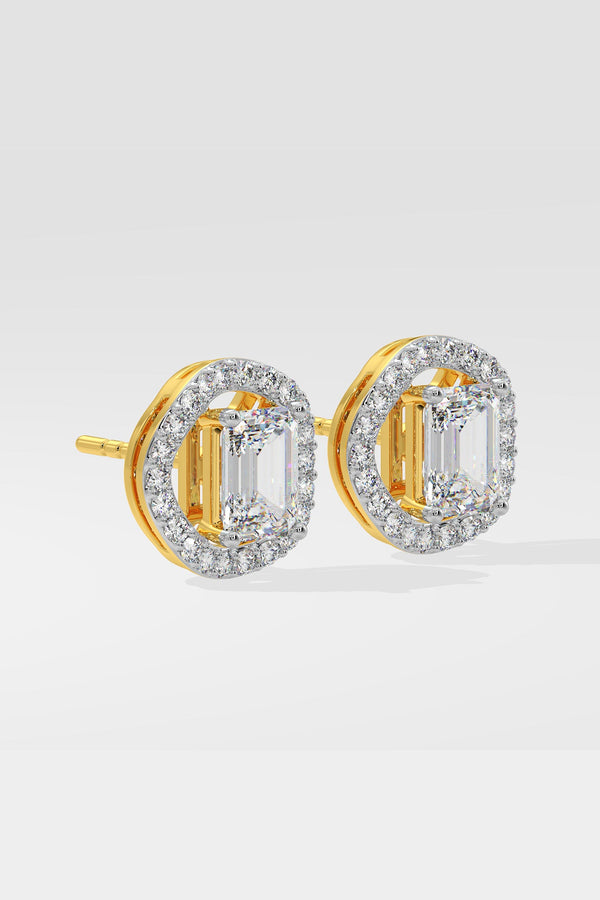 1.5 ct Solitaire Wave Halo Earrings