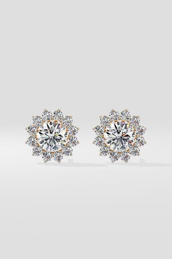 2 ctSunflower Halo Solitaire Studs