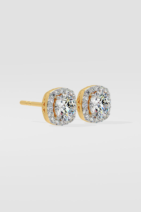 1 ct Cushion Halo Studs