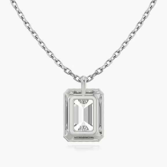 Vertical Halo Emerald Lab Diamond Pendant