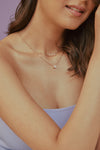 Two Layered Arrayed Solitaire Necklace