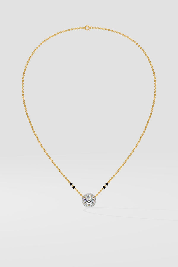 1 ct Solitaire Halo Mangalsutra