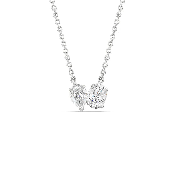 Toi et Moi Oval & Pear Lab Grown Diamond Pendant