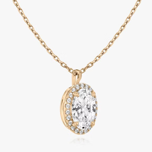 Vertical Halo Oval Lab Diamond Pendant
