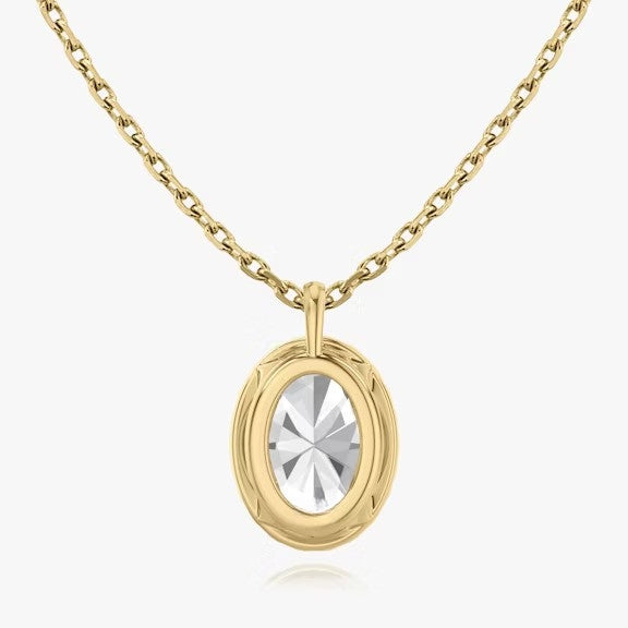 Vertical Halo Oval Lab Diamond Pendant
