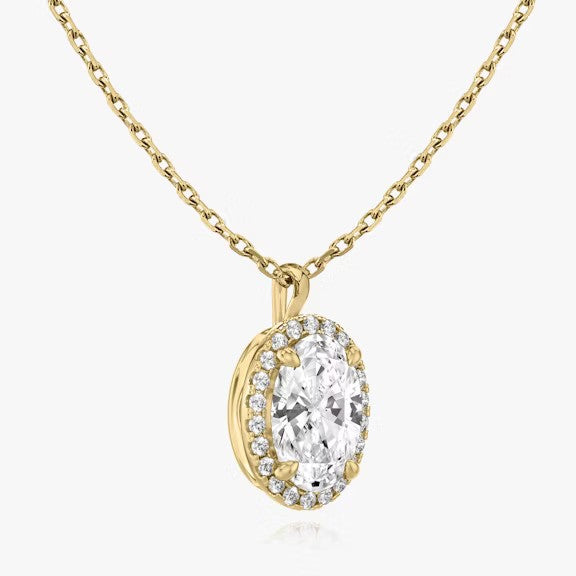 Vertical Halo Oval Lab Diamond Pendant