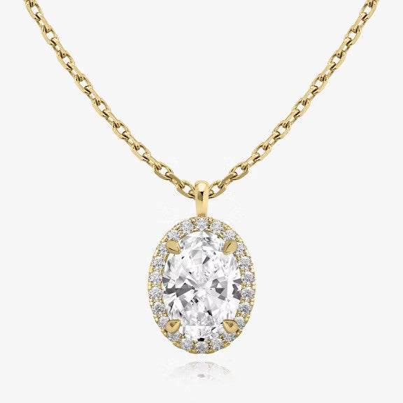 Vertical Halo Oval Lab Diamond Pendant