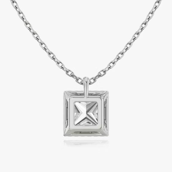 Vertical Halo Princess Lab Diamond Pendant