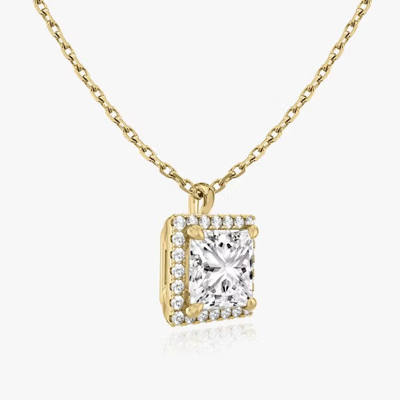 Vertical Halo Princess Lab Diamond Pendant