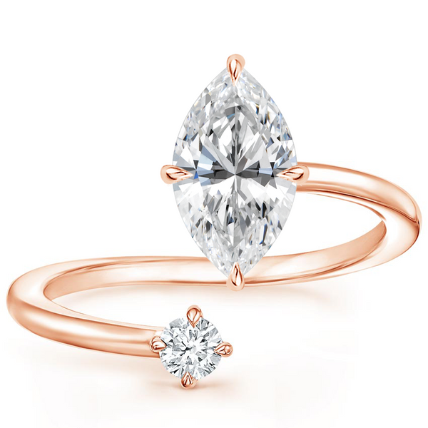 Swirl Toi et Moi Marquise Lab Diamond Ring