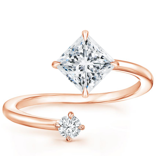 Swirl Toi et Moi Princess Lab Diamond Ring