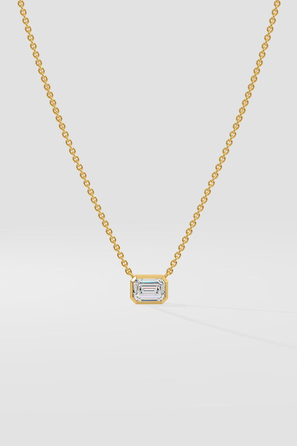 1 ct East West Emerald Necklace