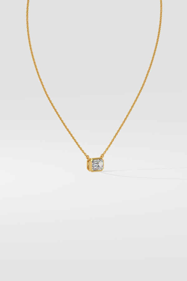 1 ct East West Emerald Necklace