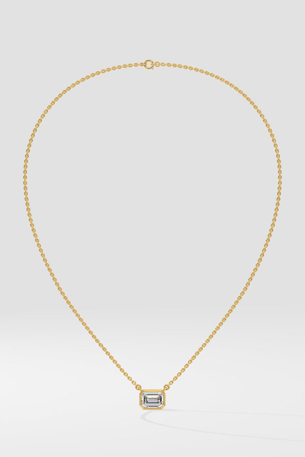 1 ct East West Emerald Necklace