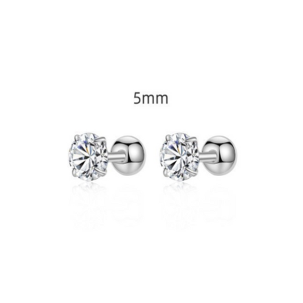 SOLITAIRE STUDS (5MM) - Fine Silver