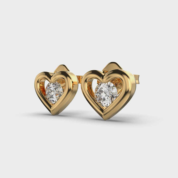 Solitaire in Heart Diamond Earstuds for Kids