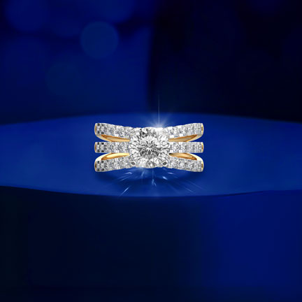 Buy Triple Band Padma Cut Diamond Ring